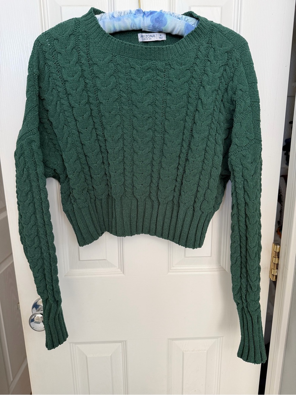 Arizona Jean Company Forest Green Cable Knit Crewneck Sweater